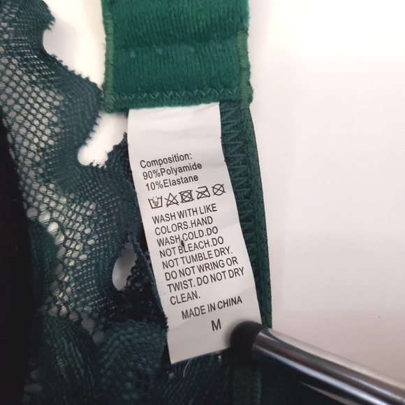 Emerald Green Lace Bra and Strap Body Suit - Size M - Picture 4 of 5